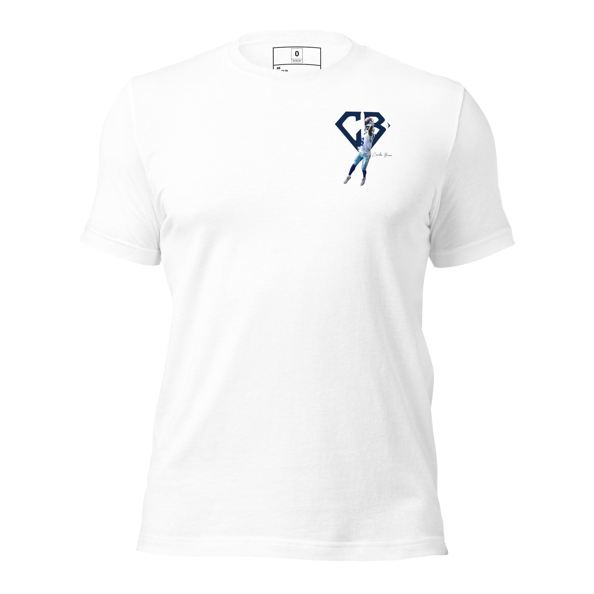 Front Camden Brown CB Tee in White — OVR & OUT Performance Apparel