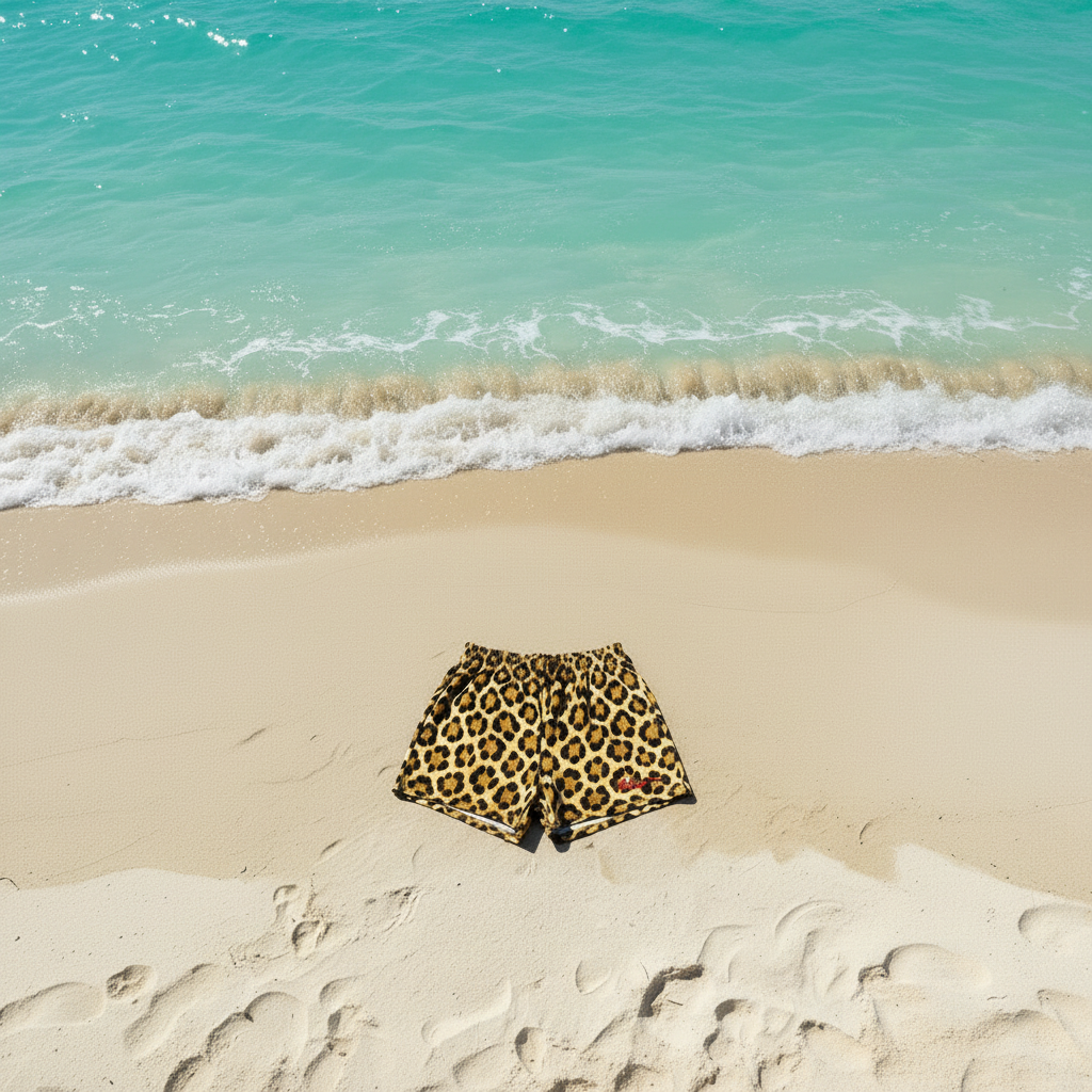 Cheetah Shorties Cropped Overhead Beach